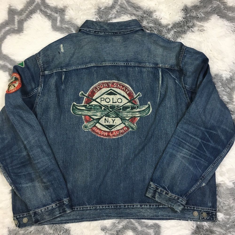 Men's POLO-RALPH LAUREN "SPORTSMAN" Denim Jacket (Casting Club) vintage - Picture 16 of 16